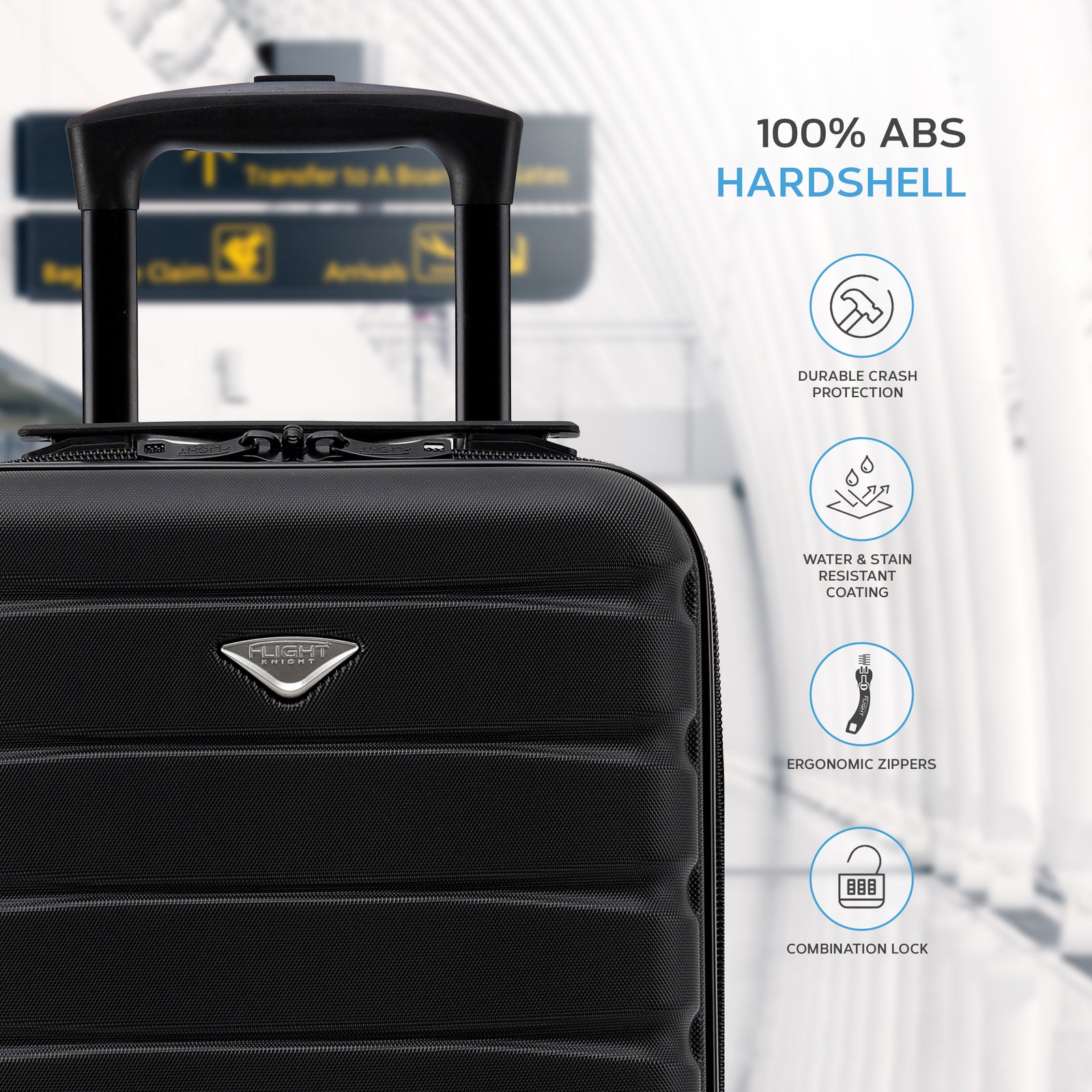 45x36x20cm Cabin Carry On Luggage with Medium Case and Large Size Check-in Hold Suitcase | Cabin | Charcoal