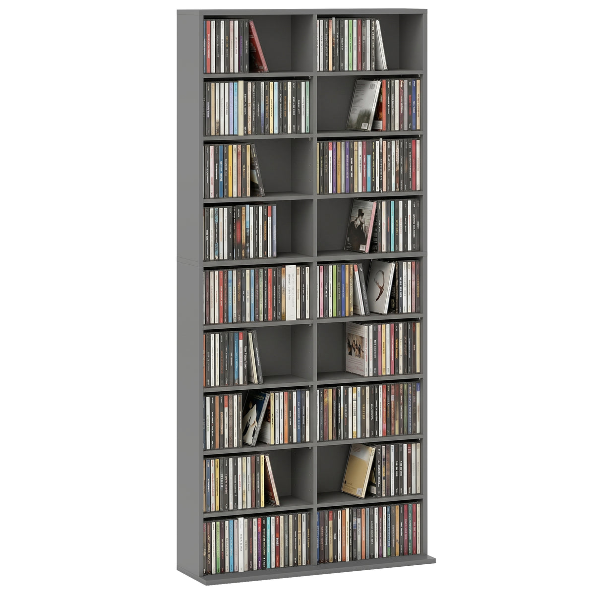 HOMCOM 640 Cd Storage Unit 360 Dvd Storage Tower W/ 18 Compartments