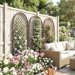 Outsunny Garden Trellis, Decorative Trellis Panels With Dome Top, Natural