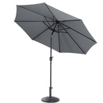 3m Garden Parasol Adjustable Tilting Parasol With Crank Handle With Classic Design Heavy-duty Round Base | One Size | Grey