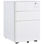 3 Drawer Metal Filing Cabinet Lockable 5 Wheels | One Size | White