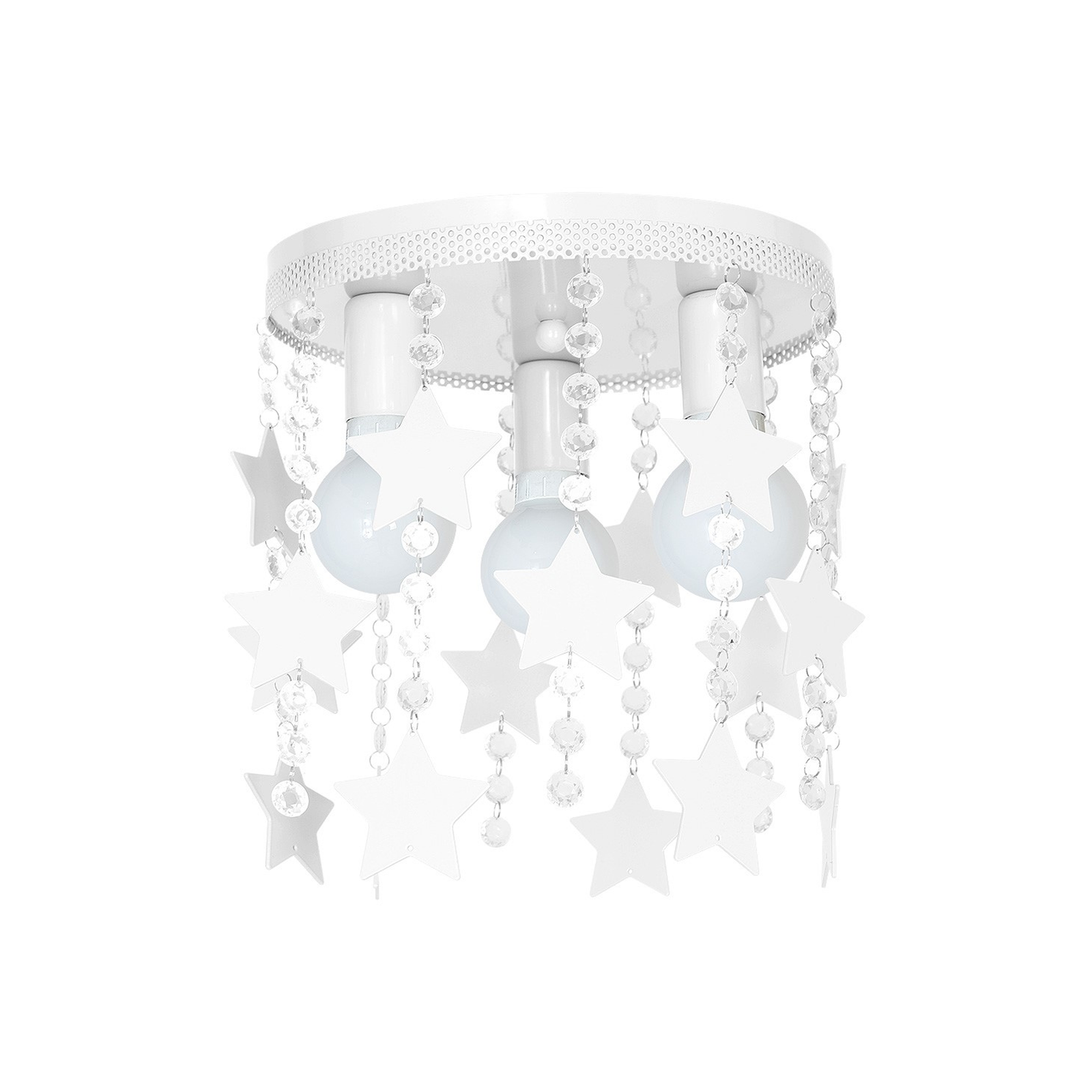 Ceiling Lamp Star 3xe27 Attractive Hand Made Chandelier With Suspended Crystals And Stars | White
