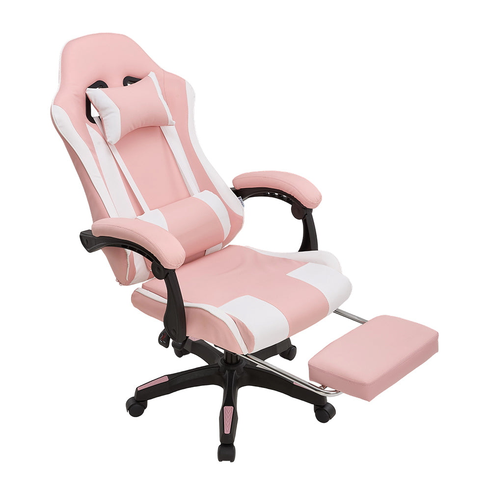 Rgonomic Gaming Chair With Adjustable Height & Backrest Office Computer Chair With Footrest And Pillow | Pink