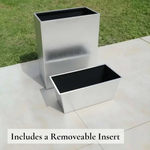 Long Zinc Galvanised Tall Trough Planter | 75cm x 25cm x 90cm | Silver