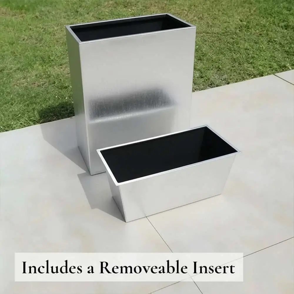 Long Zinc Galvanised Tall Trough Planter | 75cm x 25cm x 90cm | Silver