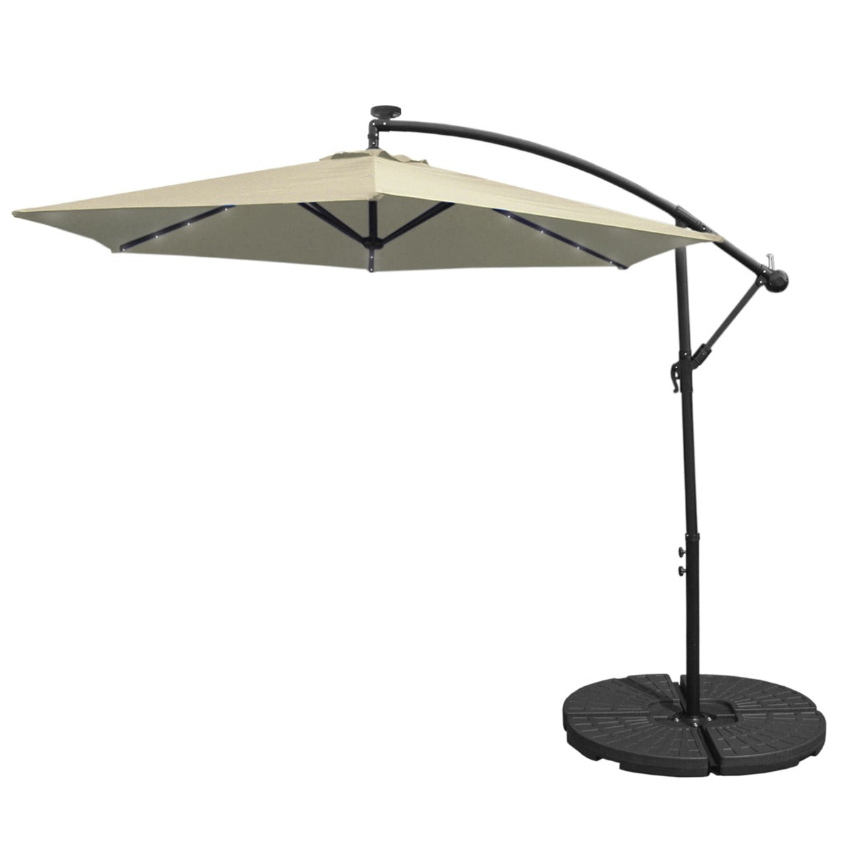 3m Led Cantilever Parasol With Fan Base | Cream
