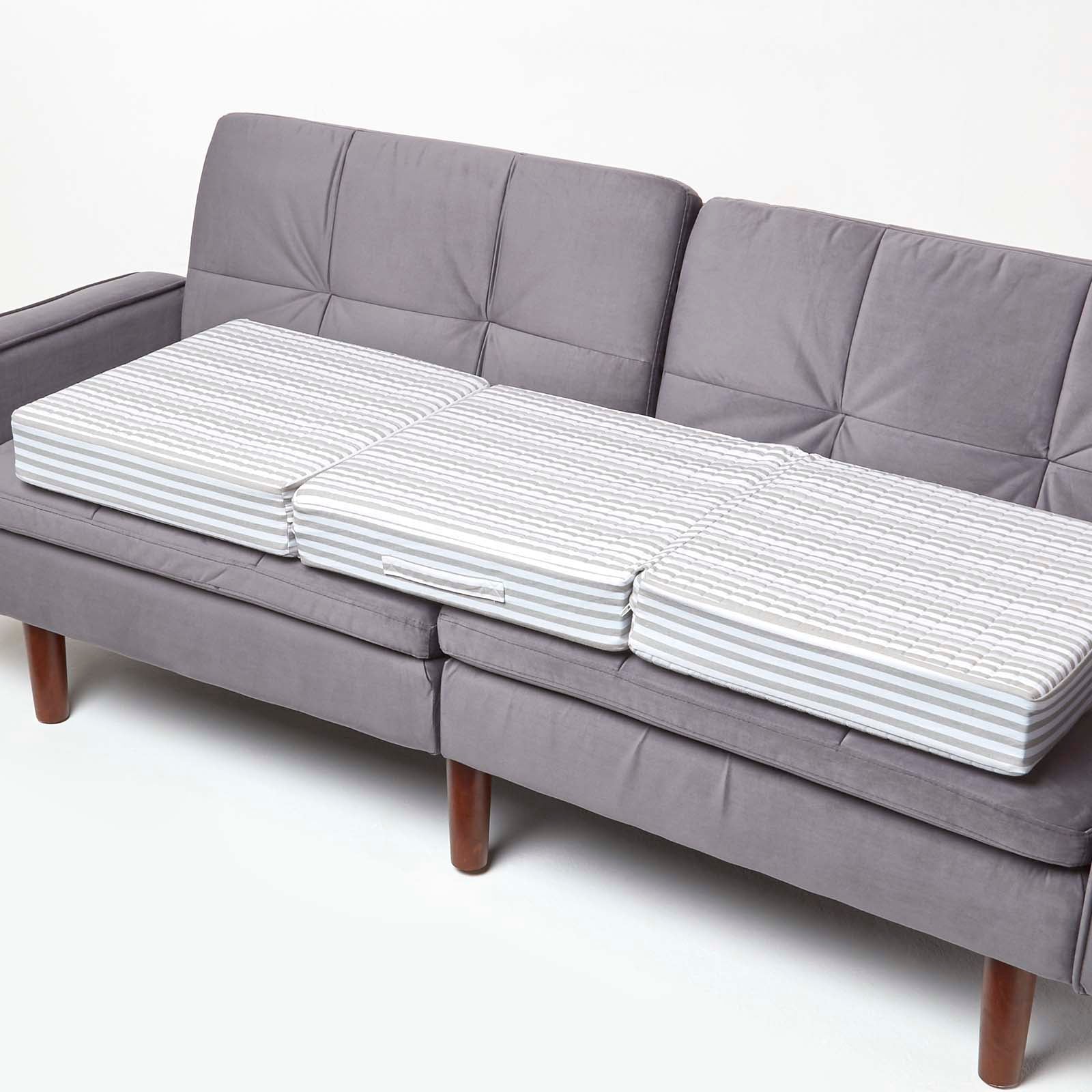 Cotton Orthopaedic Foam 3 Seater Booster Cushion | 50cm x 150cm | Grey & White