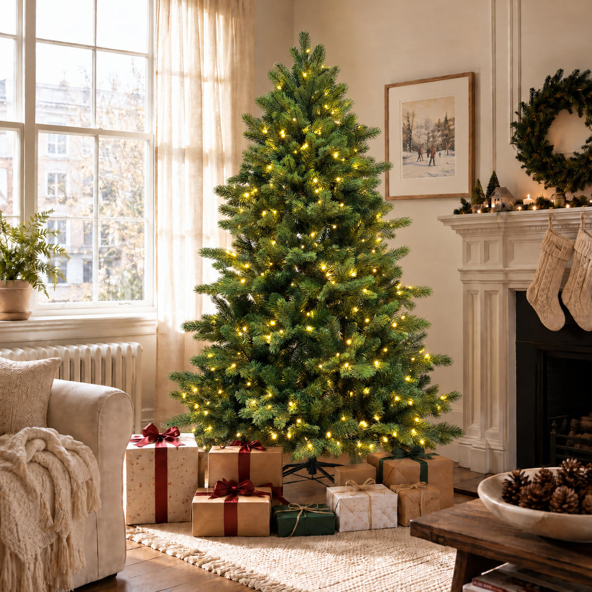 Artemis Home Silvenholt Pre-lit Pe/pvc Artificial Christmas Tree - Warm White & Multicolour Leds