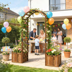 Outsunny Wooden Garden Arch With 2 Planter Boxes, Decorative Garden Arbor