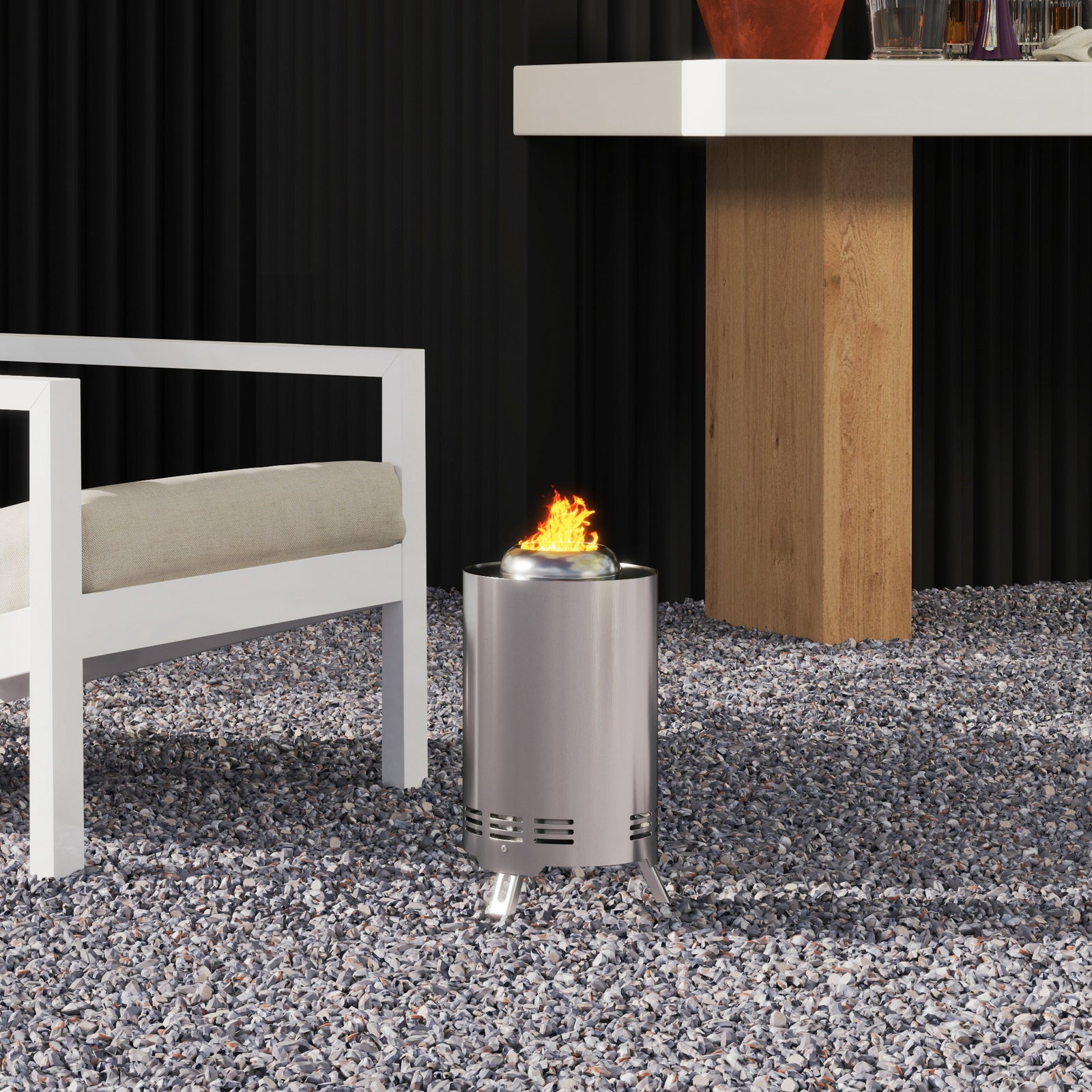 Stainless Steel Smokeless Wood Burning Firepit Garden | Silver