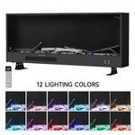 Modern Electric Fireplace – 12 Flame Colors, 6 Brightness Levels, Smart App & Remote Control, High-carbon Steel Housing | Small | Black