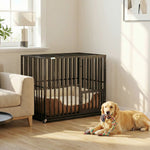 Heavy Duty Dog Crate, Dog Cage With Wheels | Small | Black