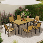 6 Seater Aluminium Garden Dining Set With Stackable Chairs | Natural