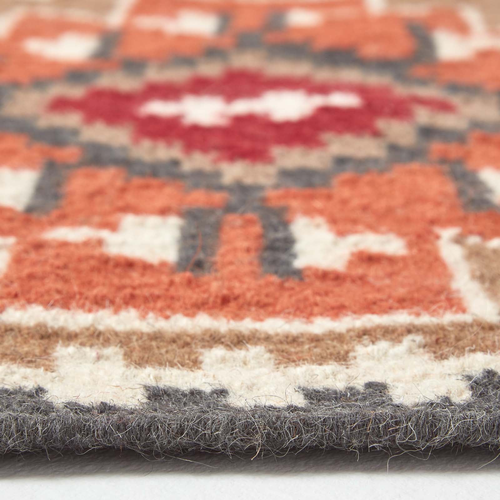 Jaipur Handwoven Brown And Orange Kilim Wool Rug | 200cm | Brown
