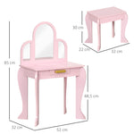 Kids Dressing Table Set Kids Vanity Set W/ Drawer, Mirror | Pink