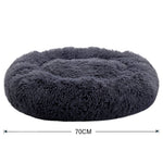 Dia 70cm Calming Round Donut Plush Dog Cuddler Bed Comfort Bed For Dogs | Dark Grey