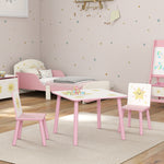3-piece Kids Table With 2 Chairs Set For Bedroom, Nursery | Pink