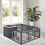 Rabbit Hutch Small Animal Guinea Pig House With Openable Roof Dark Grey