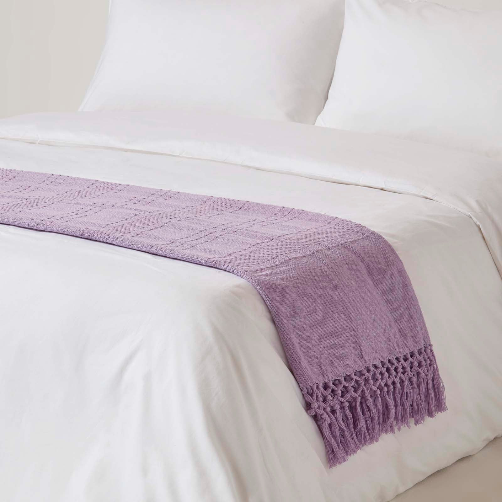 Kashi Cotton Throw With Tassels | 255cm x 360cm | Lilac