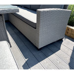 The Croft 8 Seat Corner Gas Firepit Rattan Dining Set | Grey