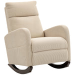 Modern High Back Corduroy Leisure Rocking Chair For Nursery | Beige