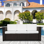Rattan Garden Furniture Weave Wicker 3-seater Sofa W/cushion | Brown