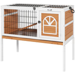 Wooden Rabbit Hutch, Small Animal House W/ Removable Tray, Openable Roof | Yellow