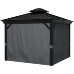 3 X 3.7m Aluminium Outdoor Hardtop Gazebo Canopy 2-tier Roof | Gray