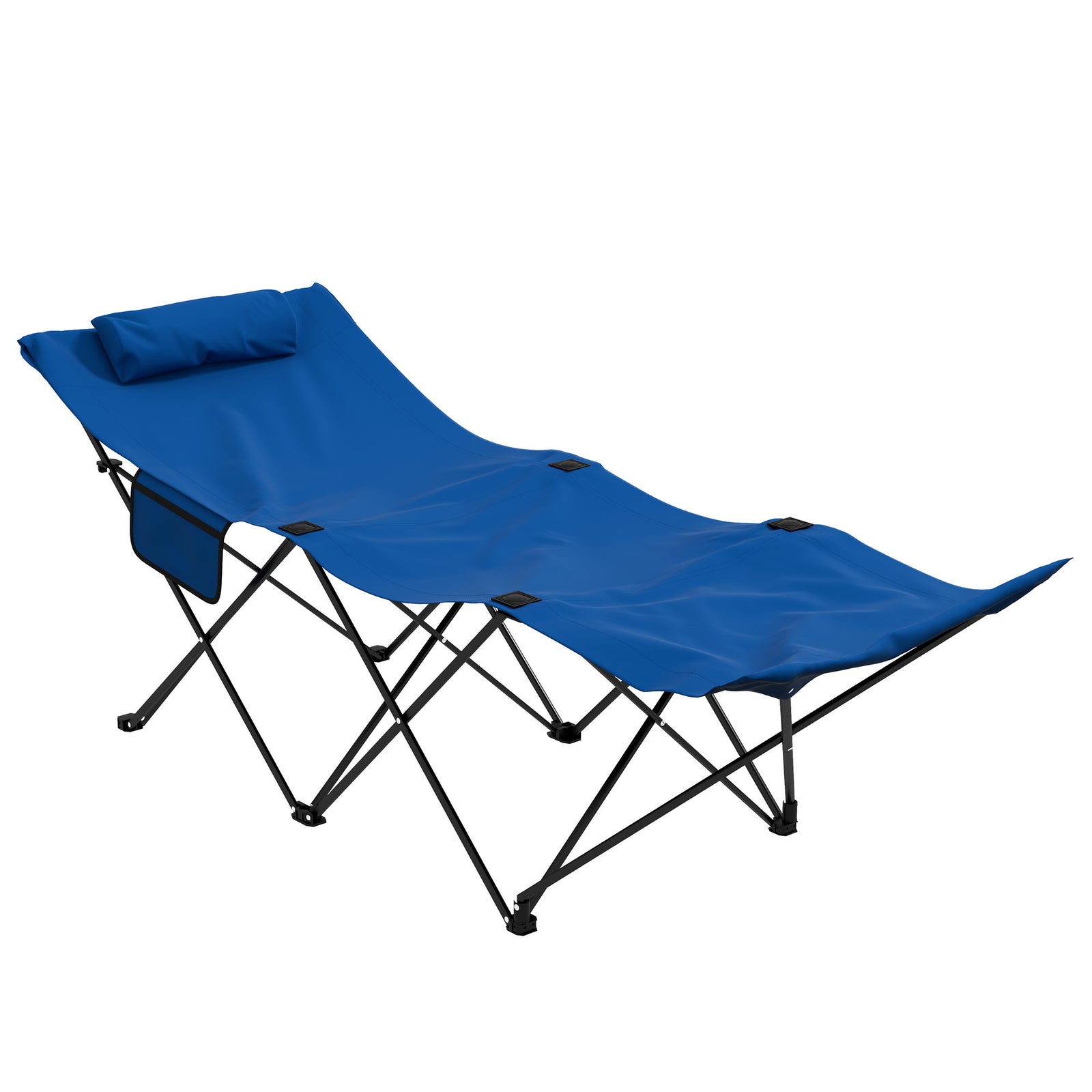 Foldable Sun Lounger W/ Side Pocket & Headrest