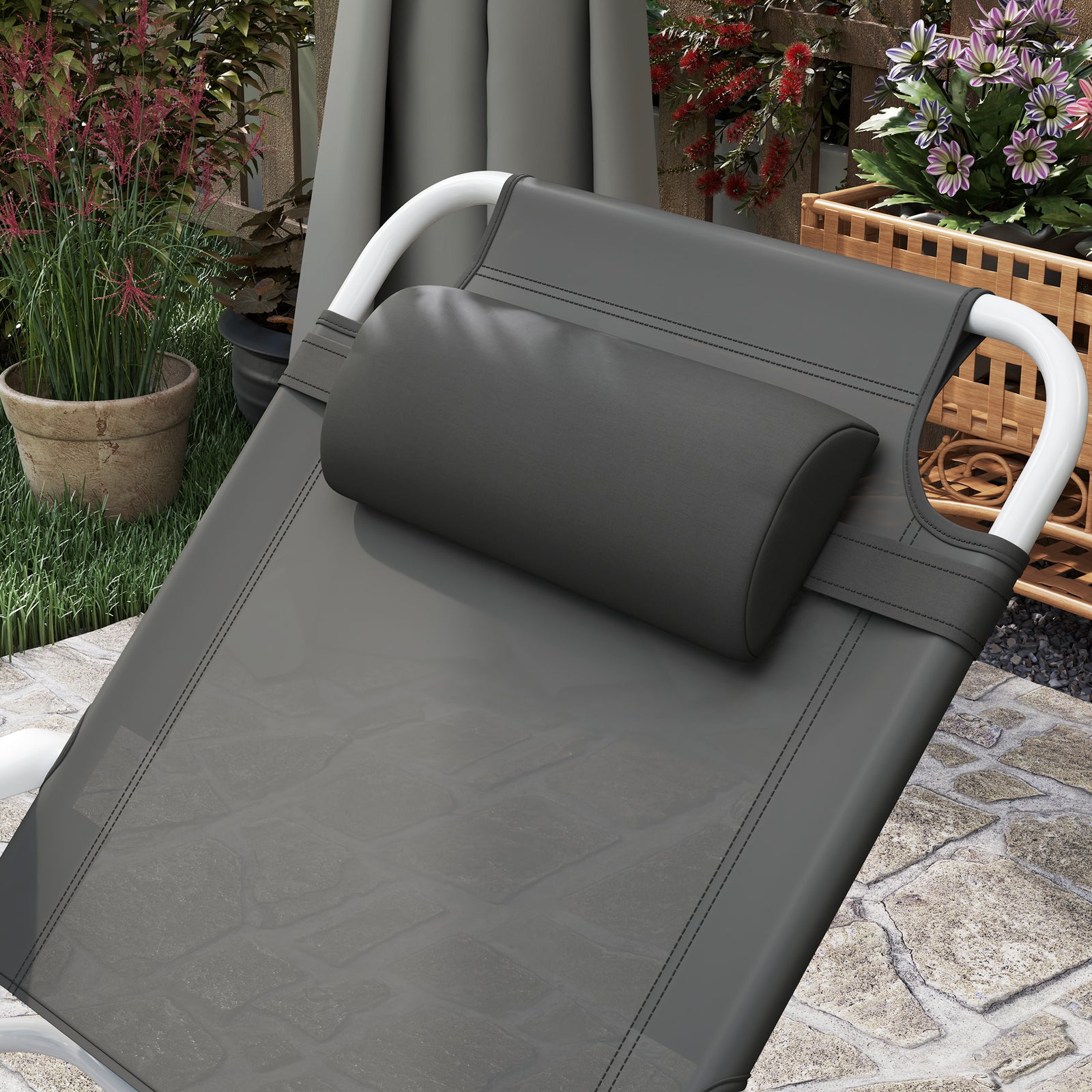 Charcoal Grey Adjustable Sun Lounger