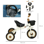 Trike W/ Adjustable Seat Basket, Kids Tricycle For 2-5 Years Old | White
