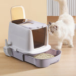 Enclosed Cat Litter Box With Drawer And Scoop Easy Clean