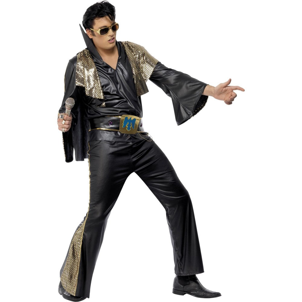 Elvis Costume, Black & Gold | Medium