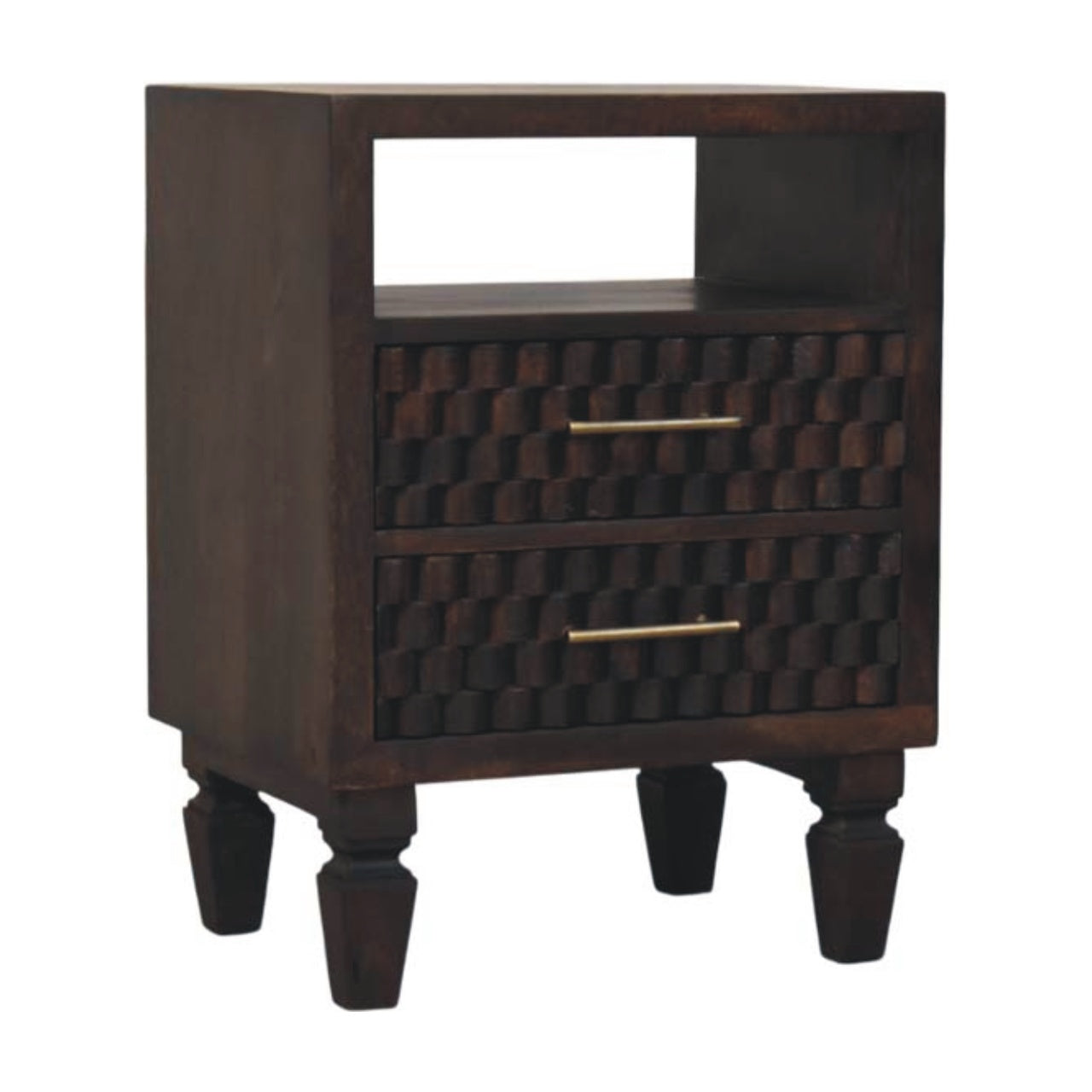 Arno Bedside, Mango Wood, Dark Brown