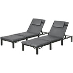 Set Of 2 Rattan Sun Loungers 5-level Adjustable | Dark Gray
