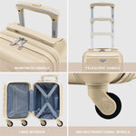 40x20x25cm Cabin Carry-on Suitcase - Lightweight, Durable, 4-wheel Luggage - 100+ Airlines Approved | Cabin | Champagne