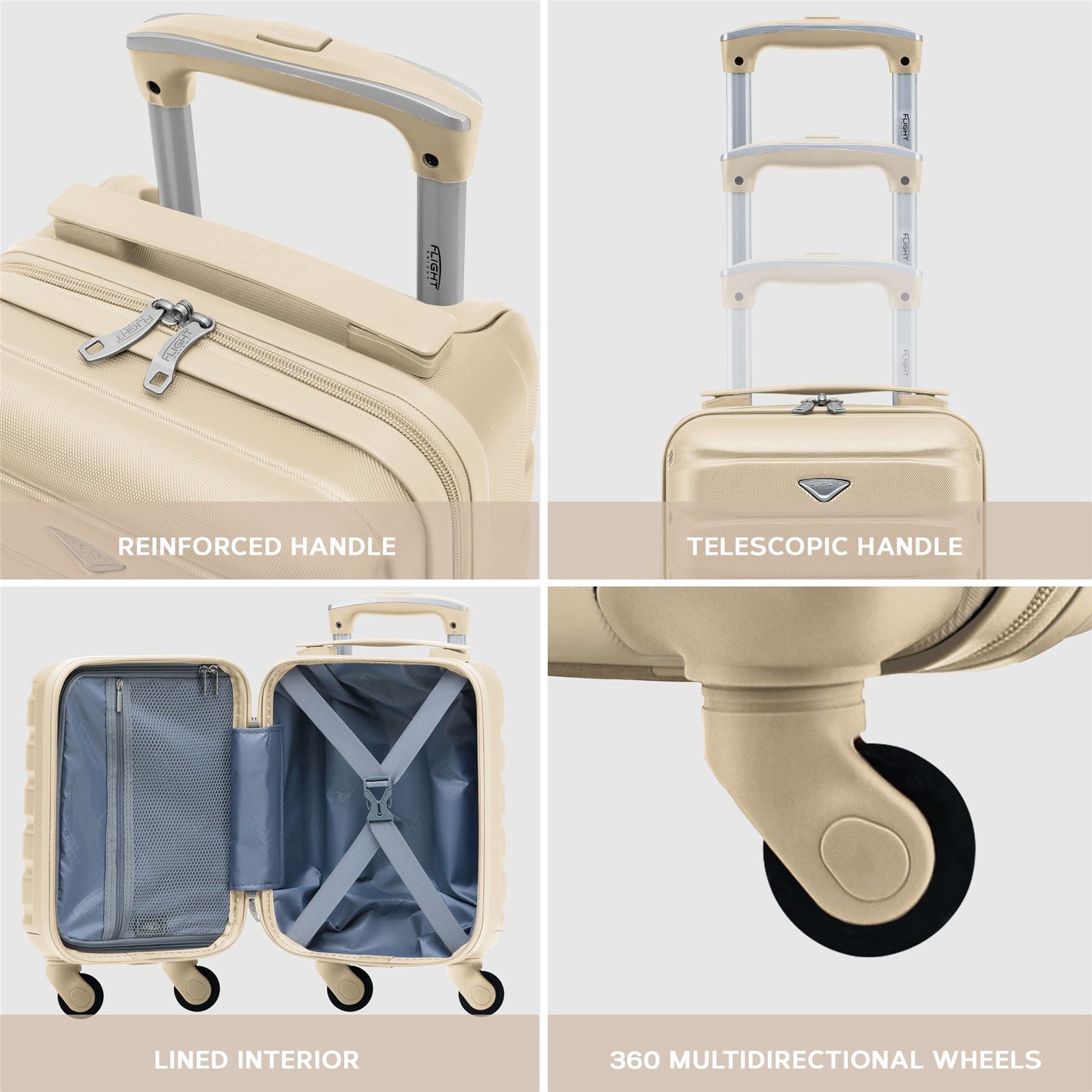 40x20x25cm Cabin Carry-on Suitcase - Lightweight, Durable, 4-wheel Luggage - 100+ Airlines Approved | Cabin | Champagne