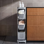 4-tier Storage Rack Laundry Basket With Wheels | Grey