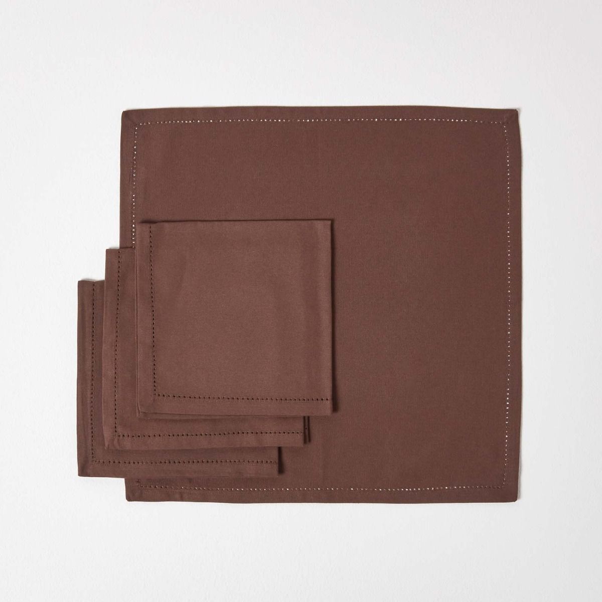 Plain Cotton Fabric 4 Napkins Set | 45cm x 45cm | Chocolate