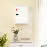 HOMCOM Wall Mount Medicine Cabinet With Combination Lock, White