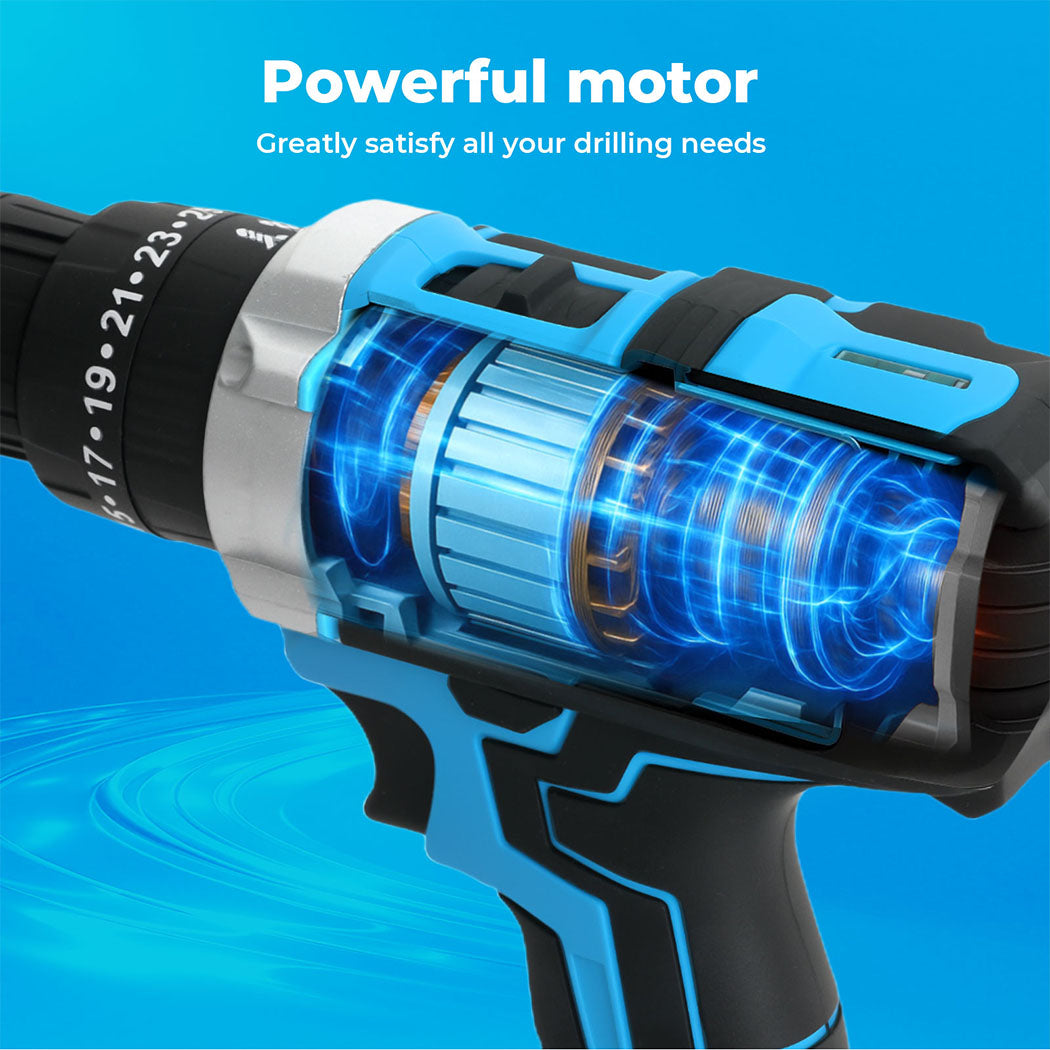 21v Cordless Drill Combi Driver Electric Screwdriver Set 1 Battery | Blue