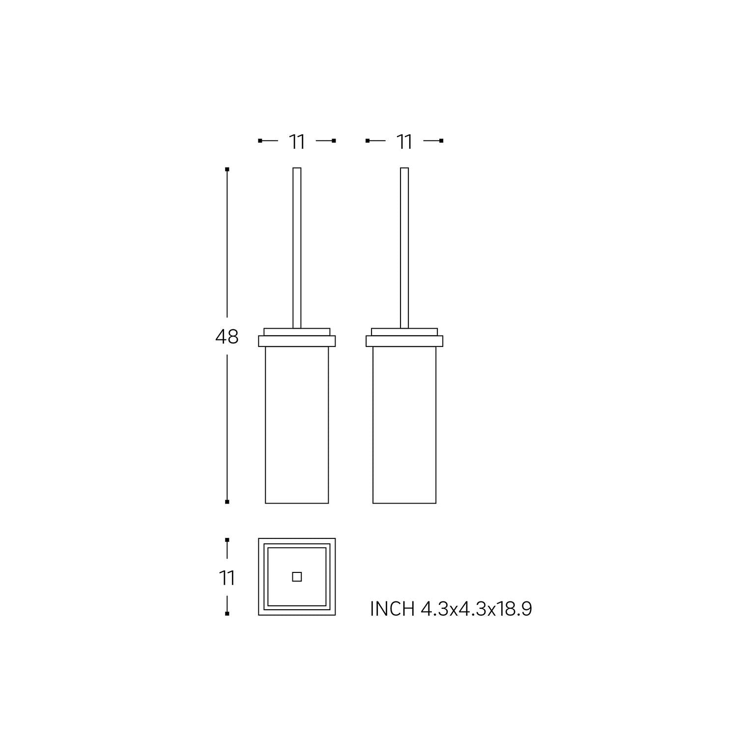 Toilet Brush, Siver Gloss, Wall-mounted. Collection The Grid