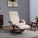 Manual Recliner Swivel Chair With Footrest Armrests | One Size | Beige