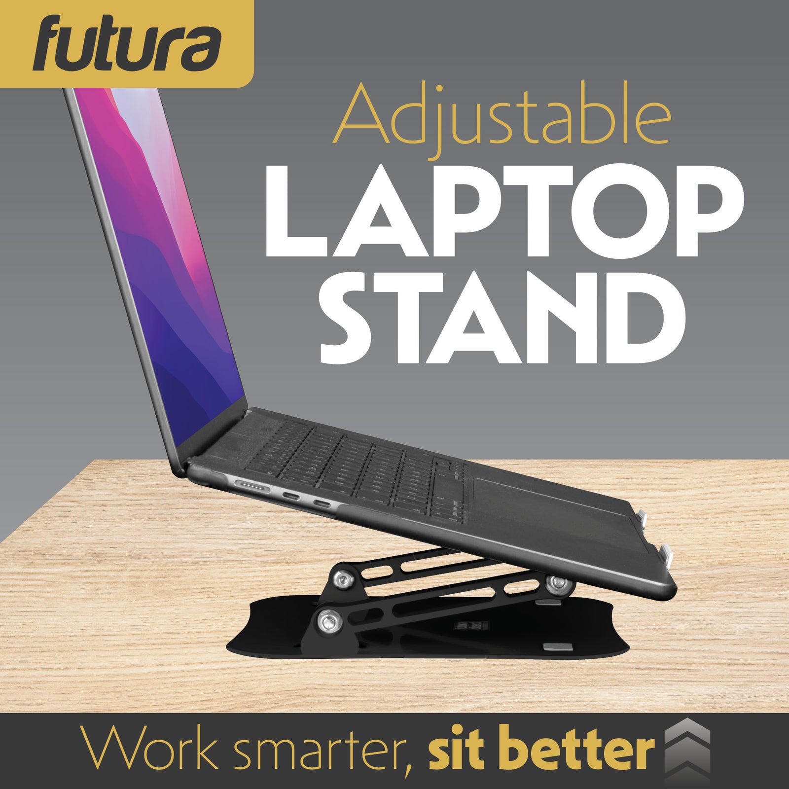 Laptop Stand Adjustable Portable Riser, Foldable Aluminium Holder For Macbook Airpro And 11 To 17 Inch Laptops | Black