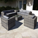 Malta Rattan 8 Seat Corner Set | 8 Seat | Walnut Grey