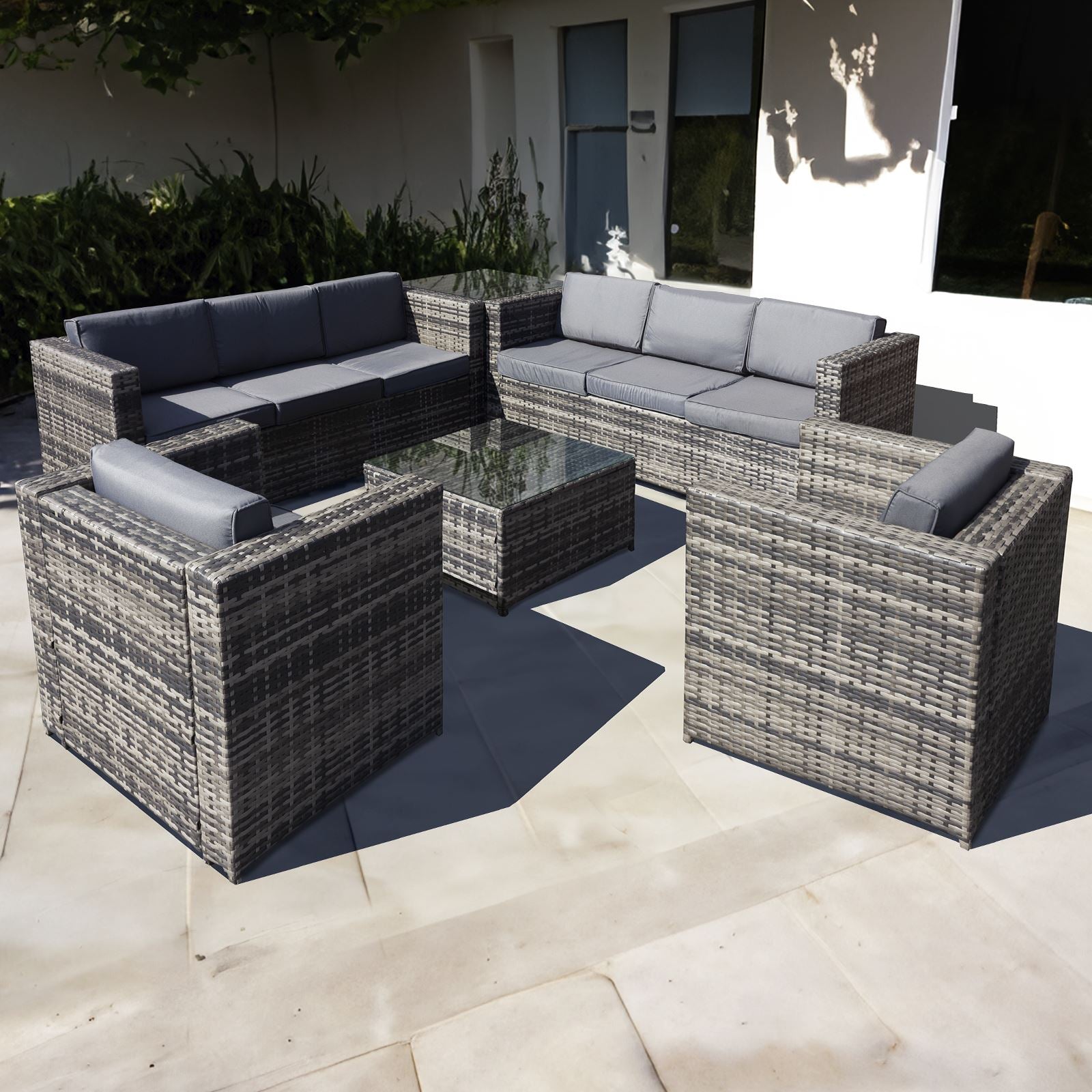 Malta Rattan 8 Seat Corner Set | 8 Seat | Walnut Grey
