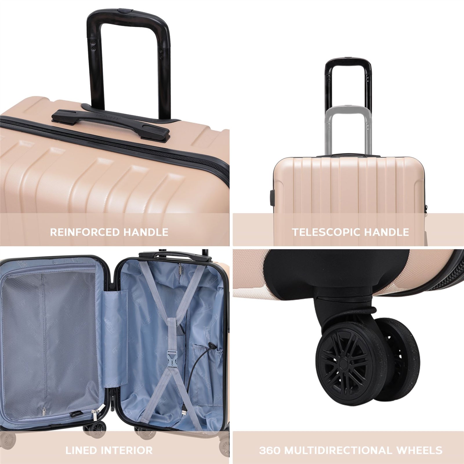 Large 30" Hard Shell Check In Suitcase 8 Spinner Wheels Hold Luggage | Large | Champagne