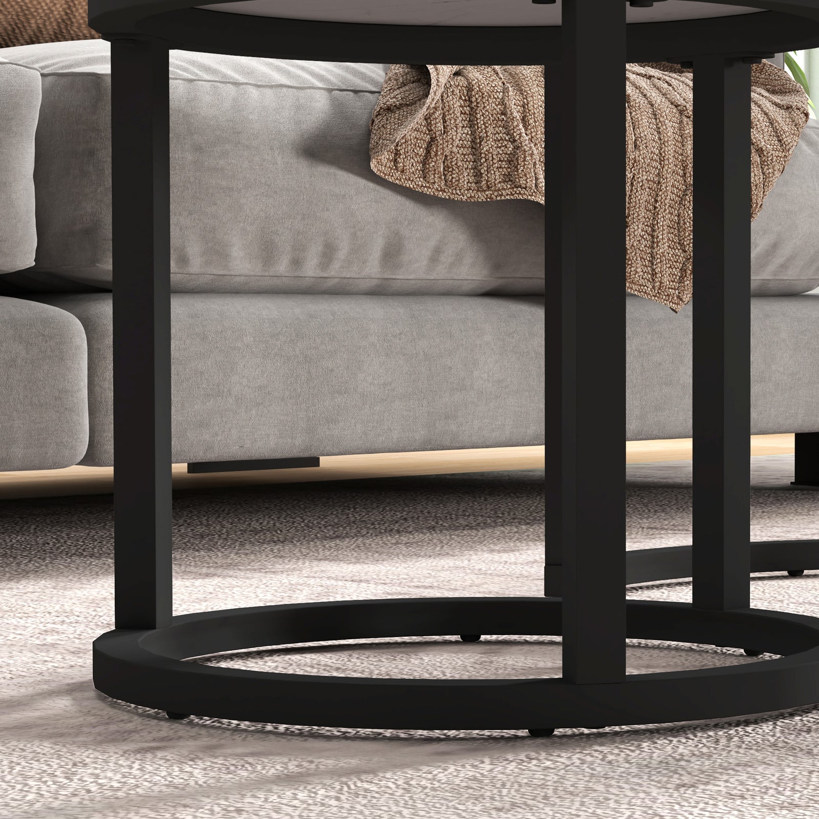 Glass Coffee Table Set Of 2, Round Nest Of Tables