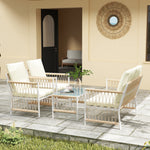 4 Piece Rattan Set, Wicker Conversation Set | Khaki