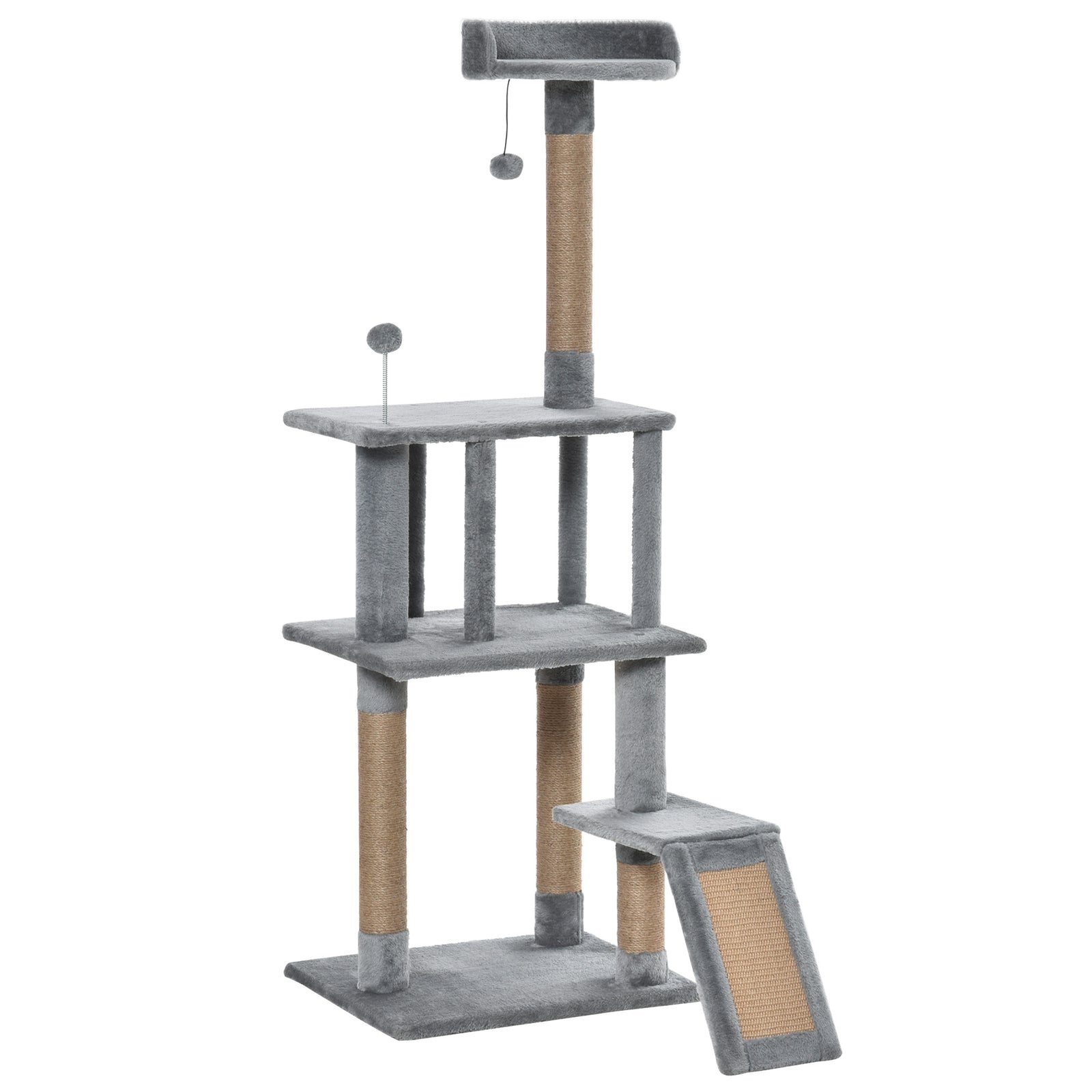 Cat Tree Tower Climbing  Activity Center With Jute Scratching Post, Grey